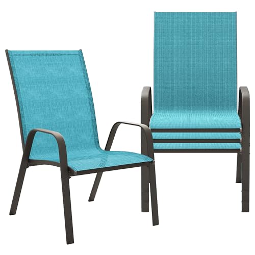 Set of 4 Beige Stackable Patio Dining Chairs Z39004