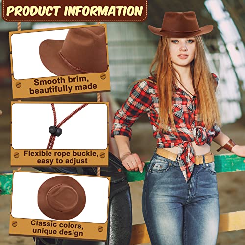 24 Pieces Disposable Plastic Cowboy Hat Set Felt Wide Brimmed L828479