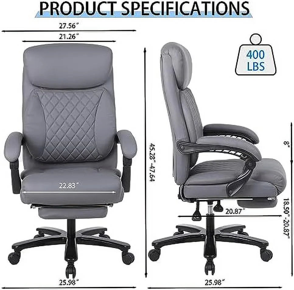 160° Reclining Oversized Ergonomic Office Chair with Footrest U740