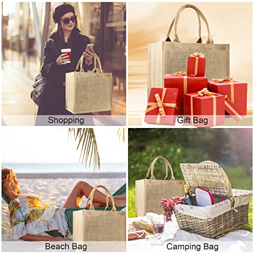 8 Pcs Burlap Tote Bags with Ribbon Y957351
