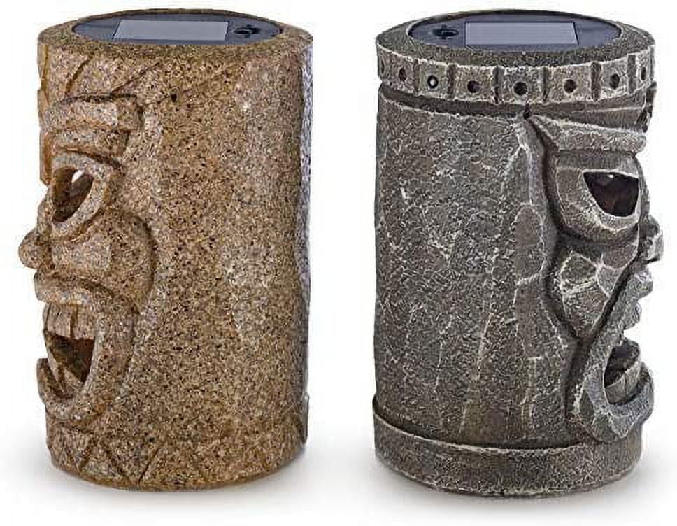 Tribal Tiki Solar Powered Flickering Led Outdoor Decor N5057