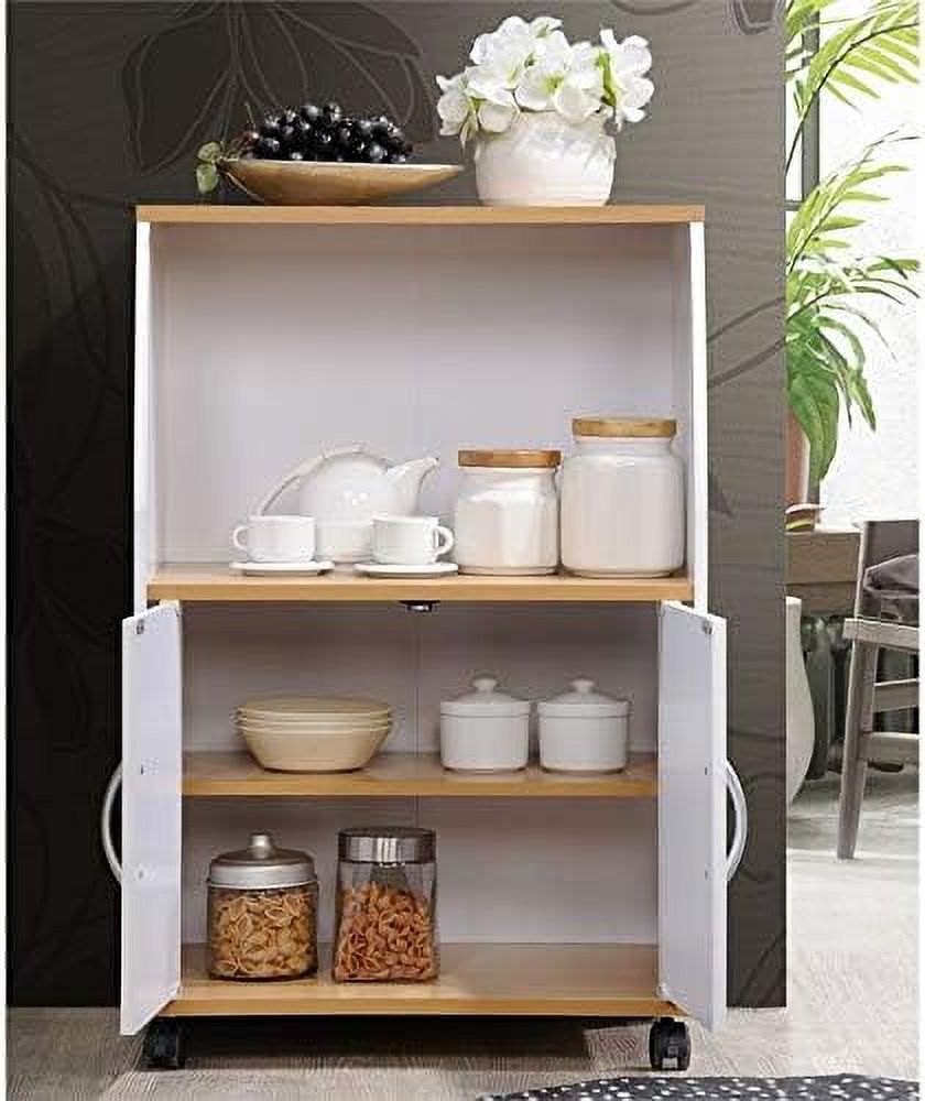 White Microwave Kitchen Cart R555801