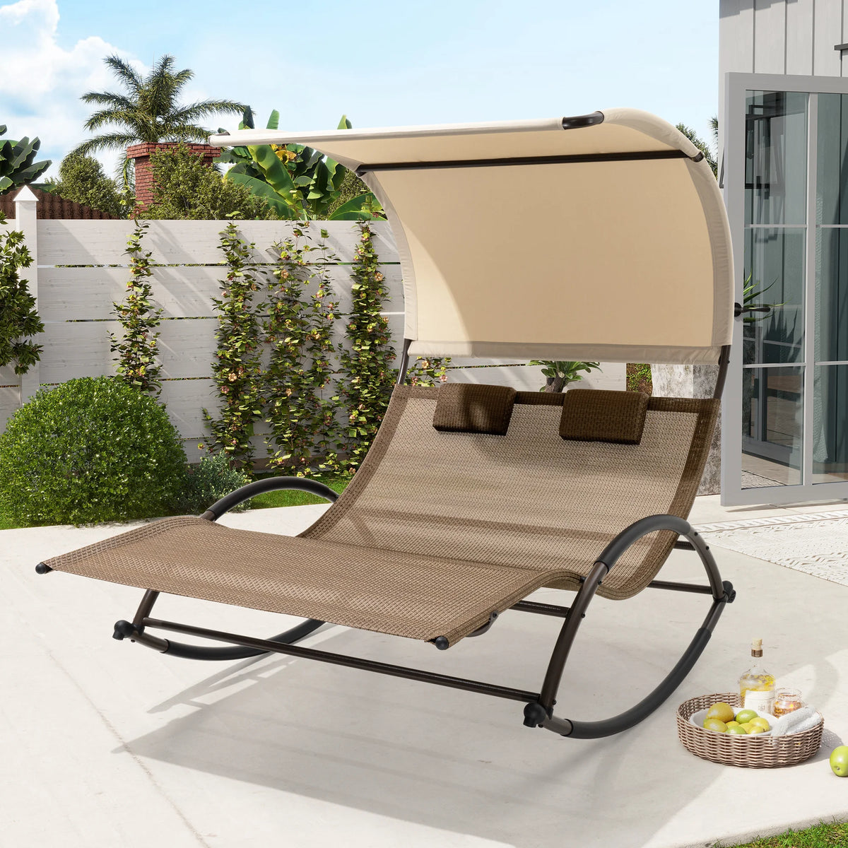 Brown Outdoor Double Chaise Lounge D91733