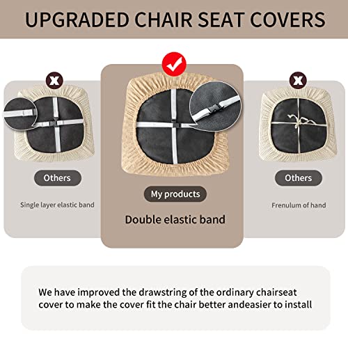 Ivory Jacquard Dining Chair Seat Covers (4) W7521