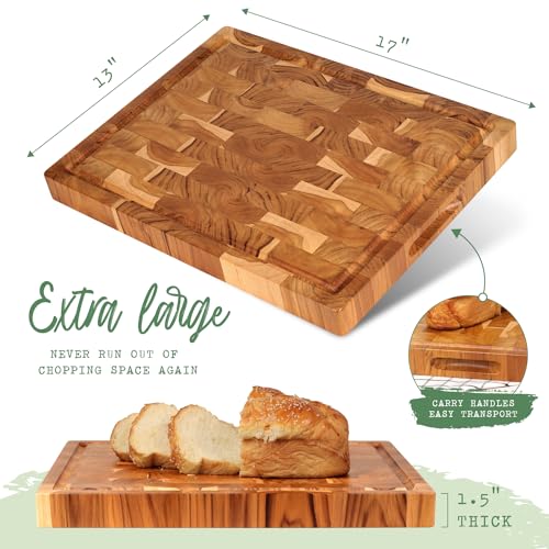 XL Acacia End Grain Wood Cutting Board (20x15x1.5in) T26766