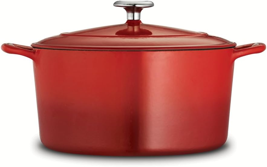 Gradated Red Enameled Cast Iron 6.5-Quart Covered Round Dutch Oven X242024