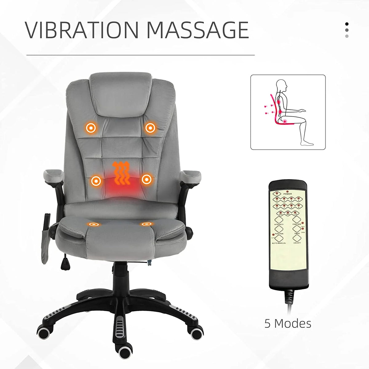 Gray Velvet Reclining Office Chair Y8258