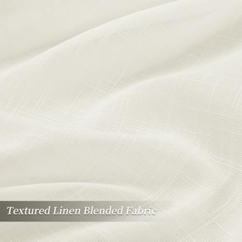 Natural Pinch Pleated Semi Sheer Curtains 84 Inch Long, 2 Panels R4342