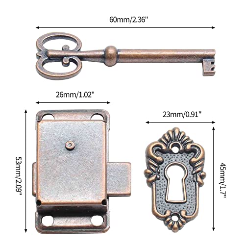 Vintage Cabinet Lock with Key and Mounting Screws (1 Set) E121