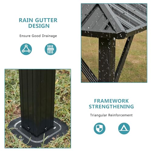 10' X 12' Aluminum Hardtop Gazebo with Galvanized Steel Double Roof D1076