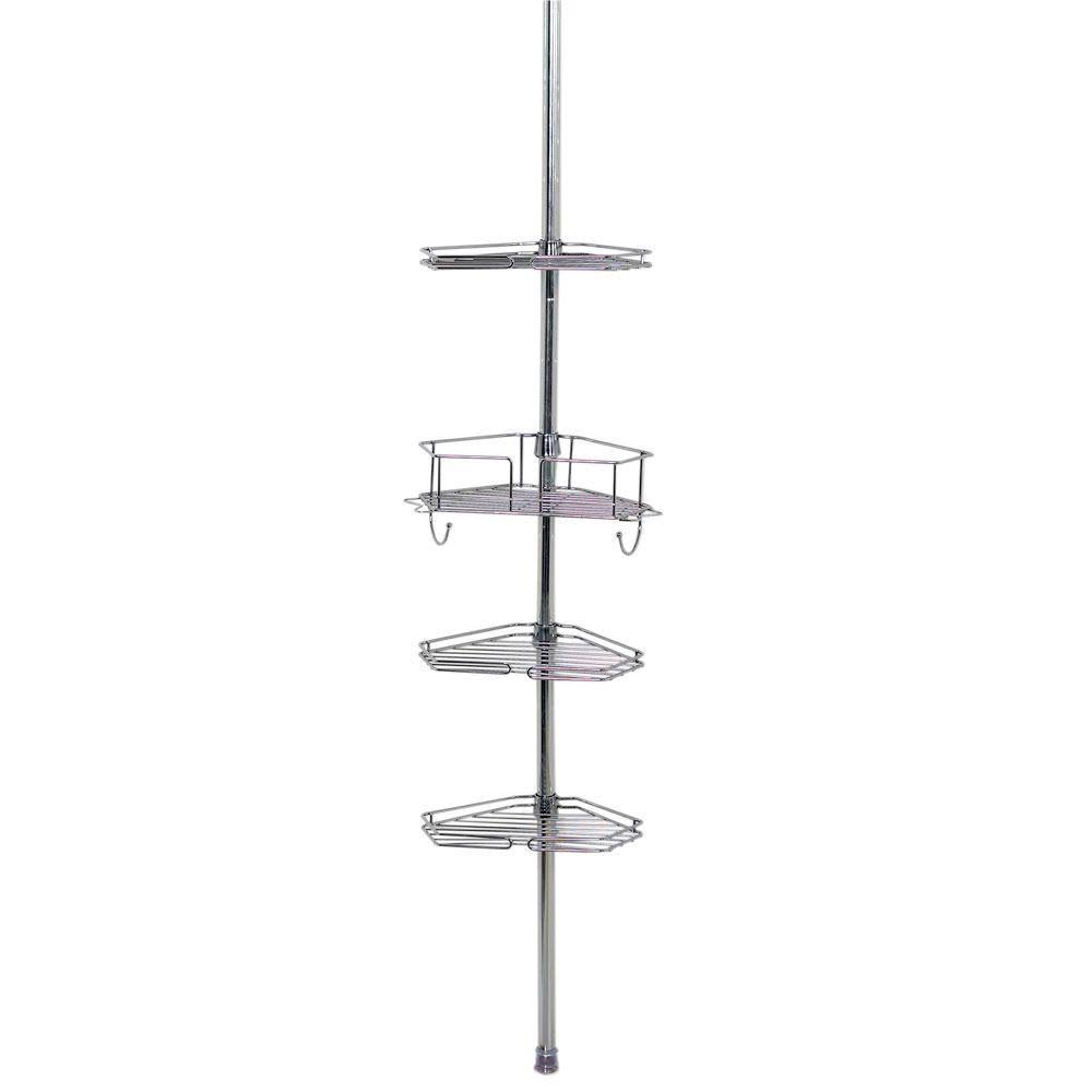 Chrome Grey Tension Corner Pole Caddy R3945