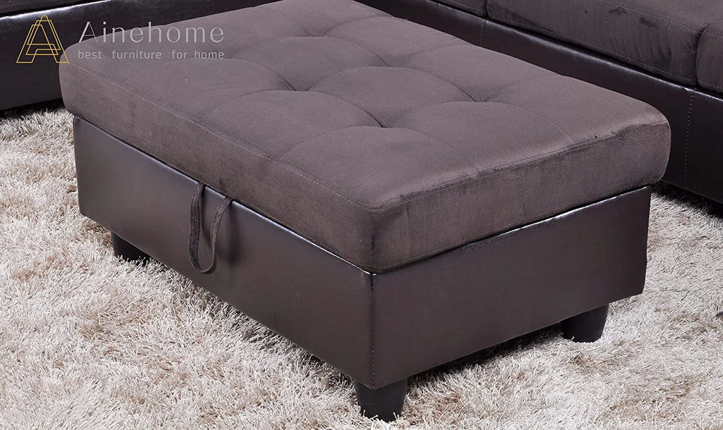 3 PCS L-Shaped Sectional Sofa Set with Storage Ottoman and Pillows D95303