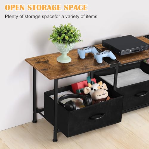 Black TV Stand with 3 Fabric Drawers W36321