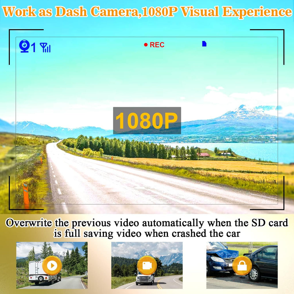 7" Touch Key DVR Monitor HD 1080P Bluetooth Backup Camera with IR Night Vision I8972
