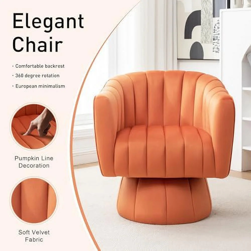 Velvet Swivel Barrel Chair D9075