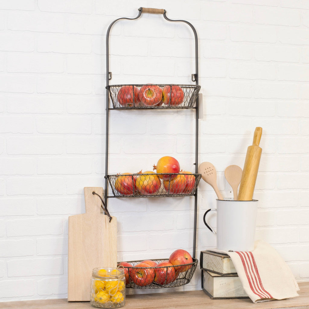 Black Metal Triple Wall Basket I94053