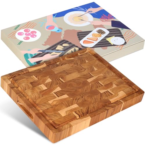 XL Acacia End Grain Wood Cutting Board (20x15x1.5in) T26766