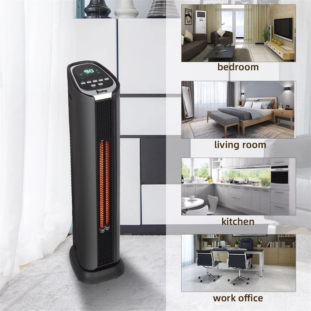 24" 1500W Quartz Infrared Electric Heater with Thermostat, Remote, 3 Modes, 12H Timer, 60 Degree Oscillating T22045
