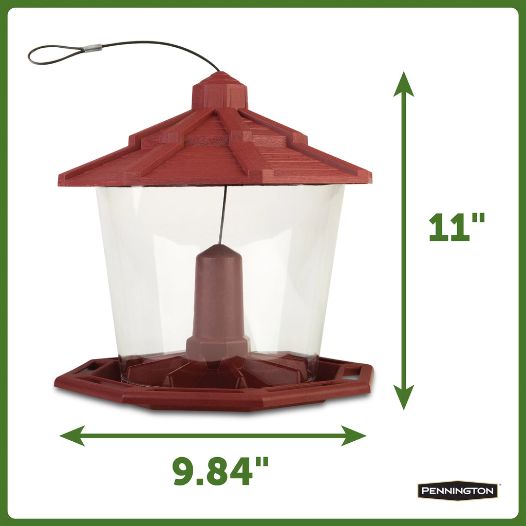Red Recycled Plastic Wild Bird Hopper Feeder, 7 lb. Capacity, 2 Pack R997