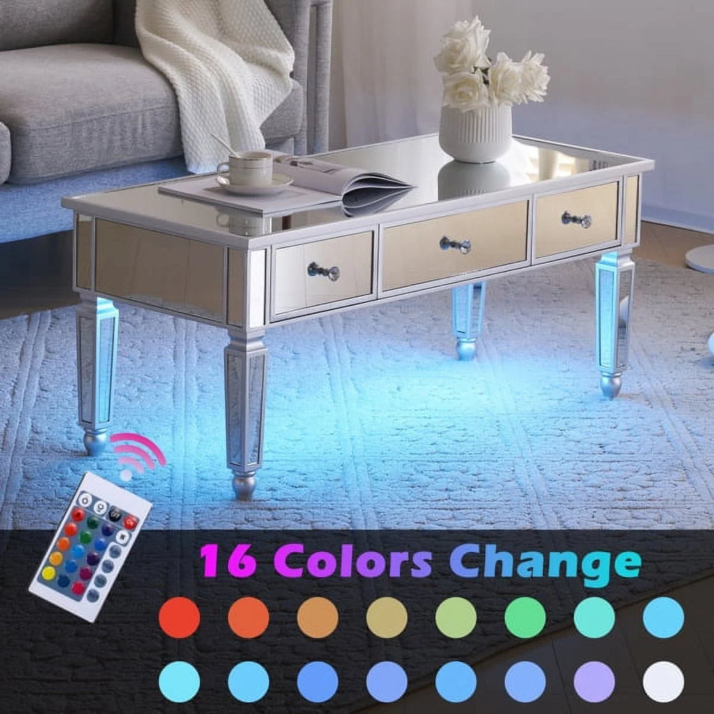 Mirrored Coffee Table with 3 Drawers L31975