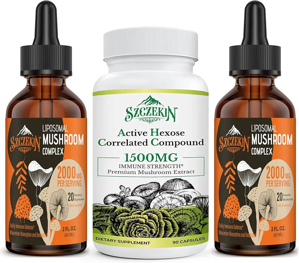 1500 mg Supplement 90 Capsules with 2000mg Mushroom Complex Drops 60 Servings L116