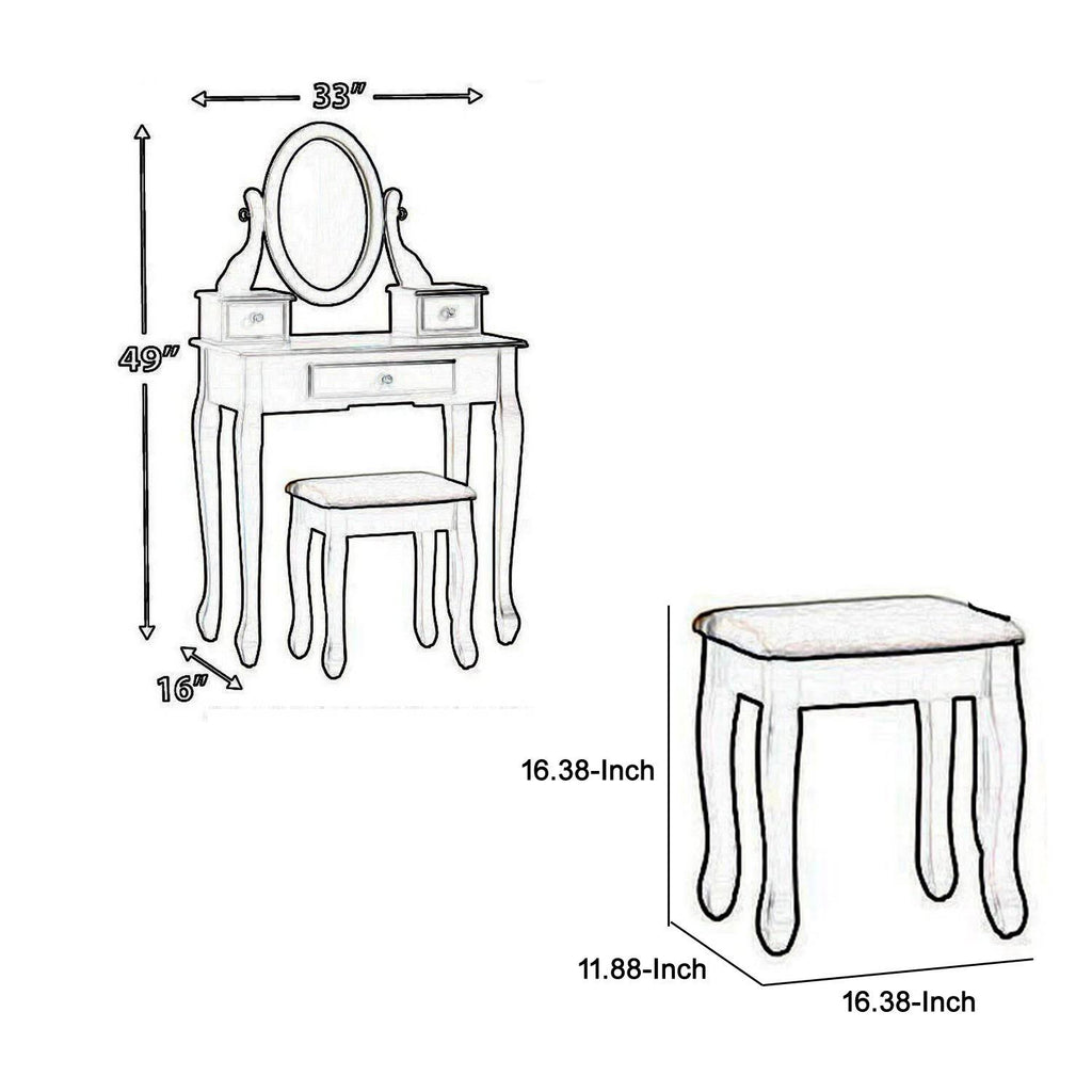Black Wooden Vanity Set with Cabriole Legs E460172
