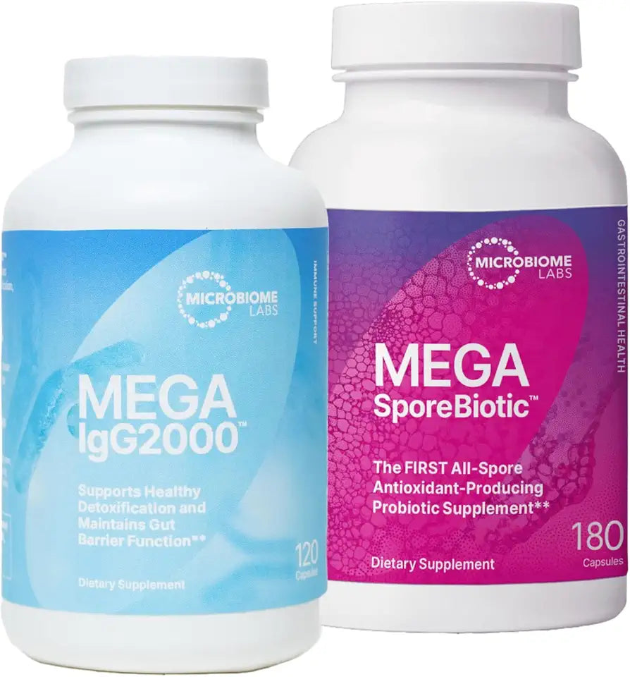 60 Capsules + 120 Capsules Gut and Immune Support Bundle Spore-Based Probiotic with Dairy-Free Immunoglobulin Concentrate F478