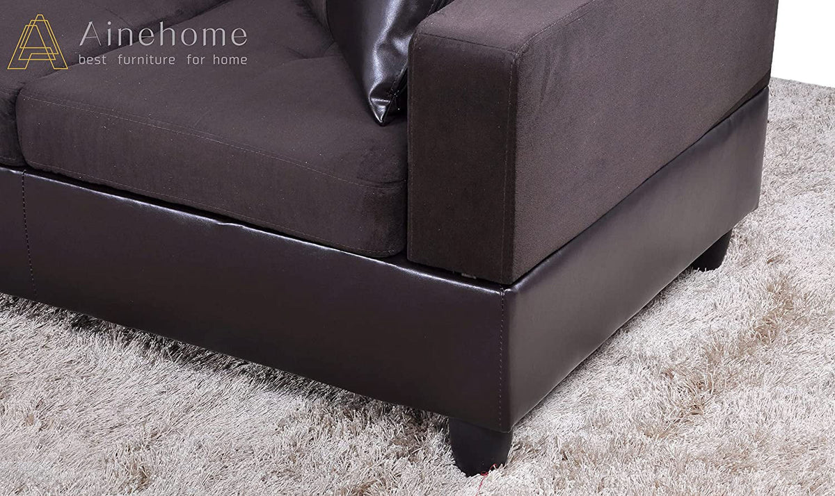 3 PCS L-Shaped Sectional Sofa Set with Storage Ottoman and Pillows D95303