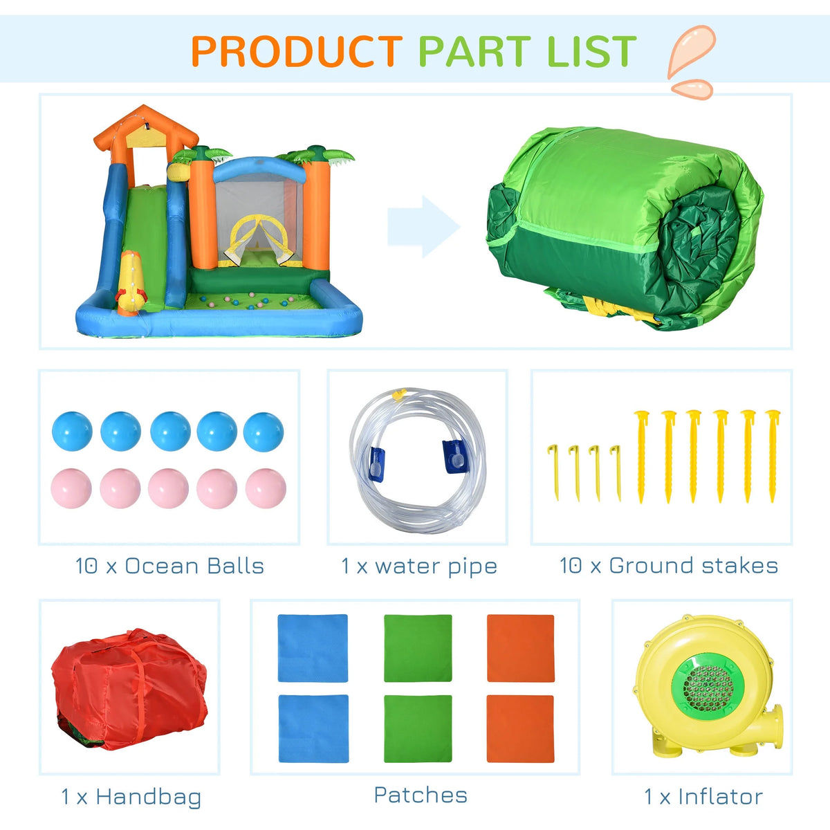 6-in-1 Inflatable Water Slide Jumping Castle with Blower C129274