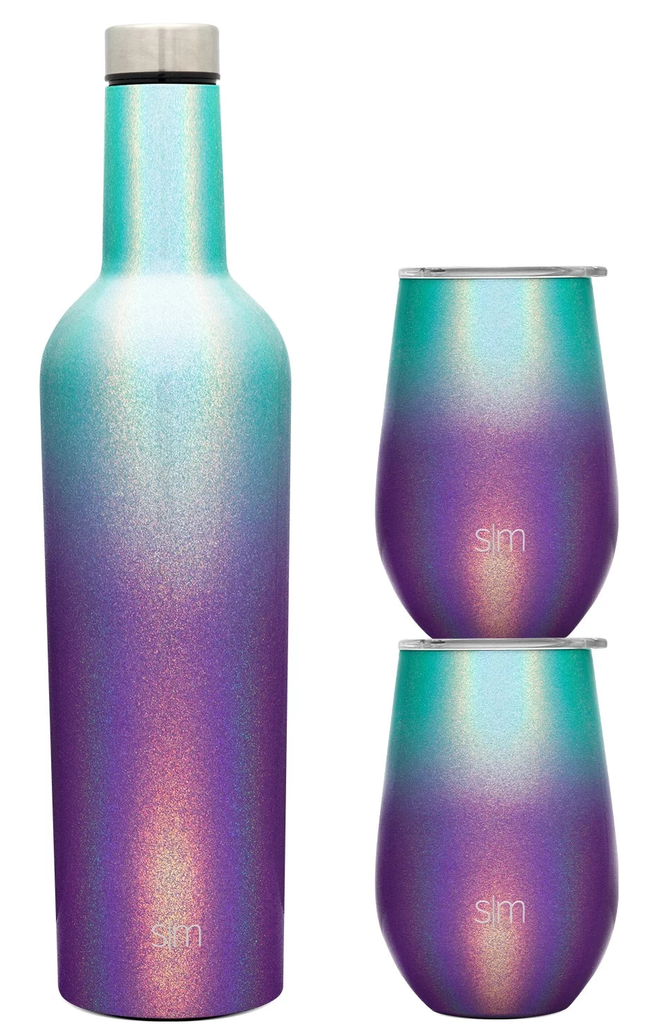 12oz Wine Tumbler Glasses with Lids & Wine Bottle Q603525