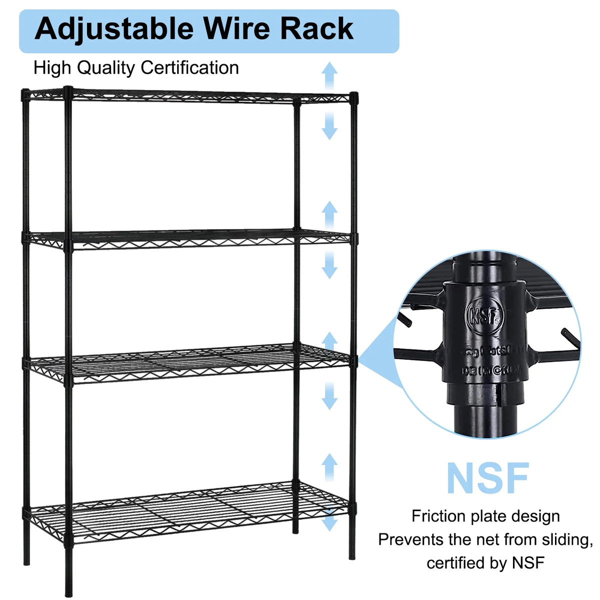 4 Shelf Wire Shelving Unit, 36" L x 14" W x 54" H T373
