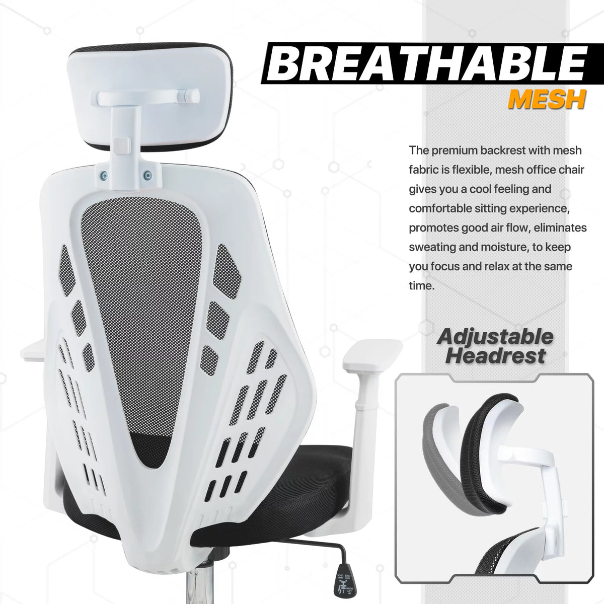 Black Mesh High Back Task Chair with Headrest K625581