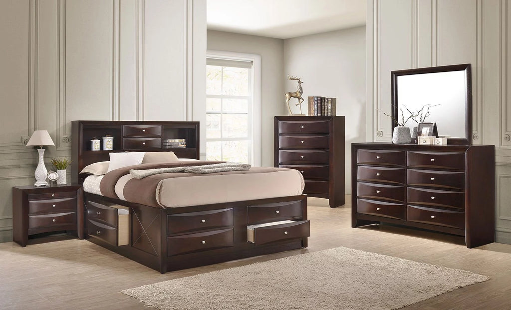 Queen Size 5pc Captains Bed Set Storage Drawers Solid Wood C749075