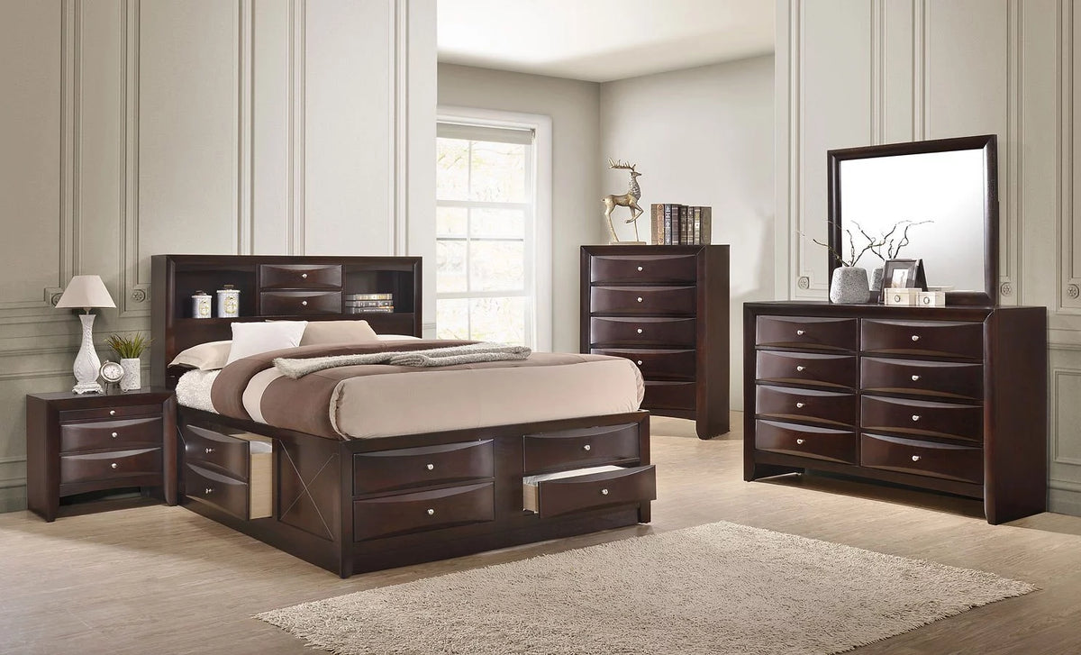 Queen Size 5pc Captains Bed Set Storage Drawers Solid Wood C749075