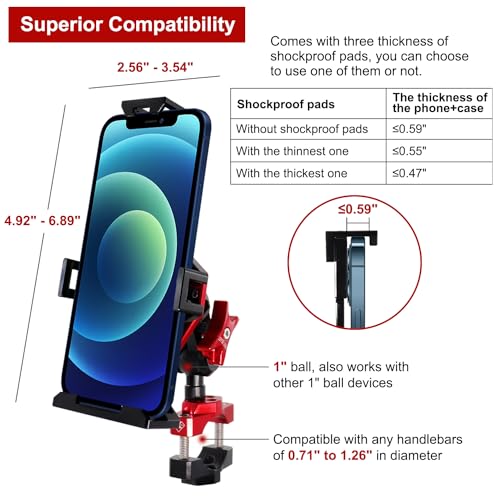 Metal Phone Mount for Motorcycle Handlebars with Camera Mount M60903