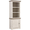 Antique White and Brown Wooden Left Pier Cabinet with 1 Door and 2 Shelves S39864
