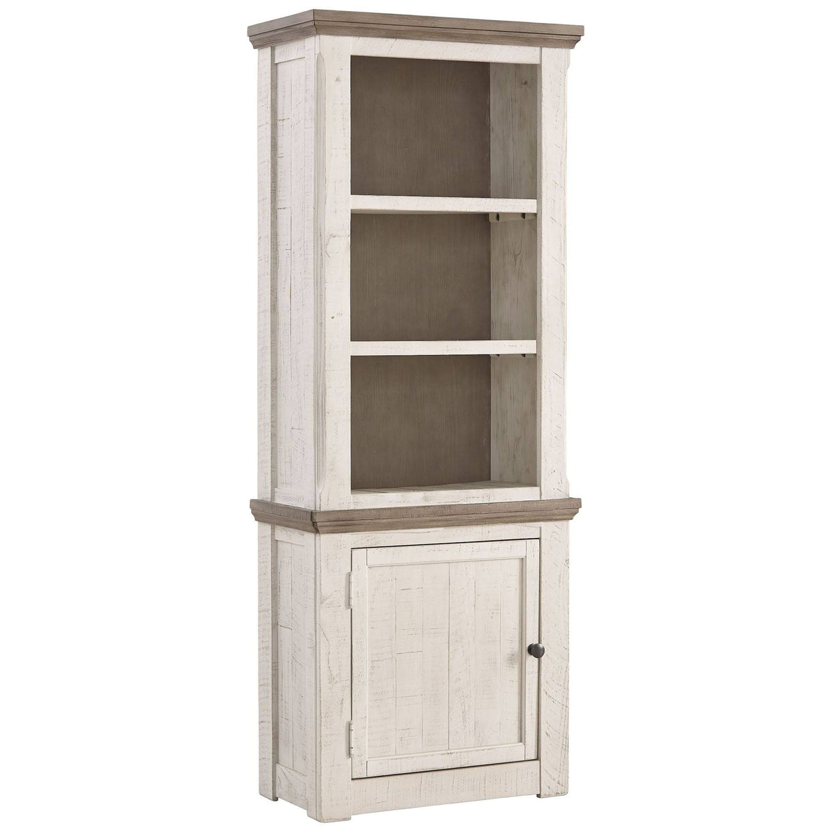 Antique White and Brown Wooden Left Pier Cabinet with 1 Door and 2 Shelves S39864