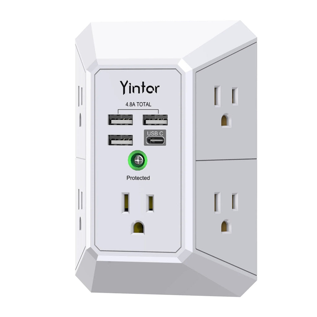 5 Outlets 4 USB Ports Surge Protector O489358