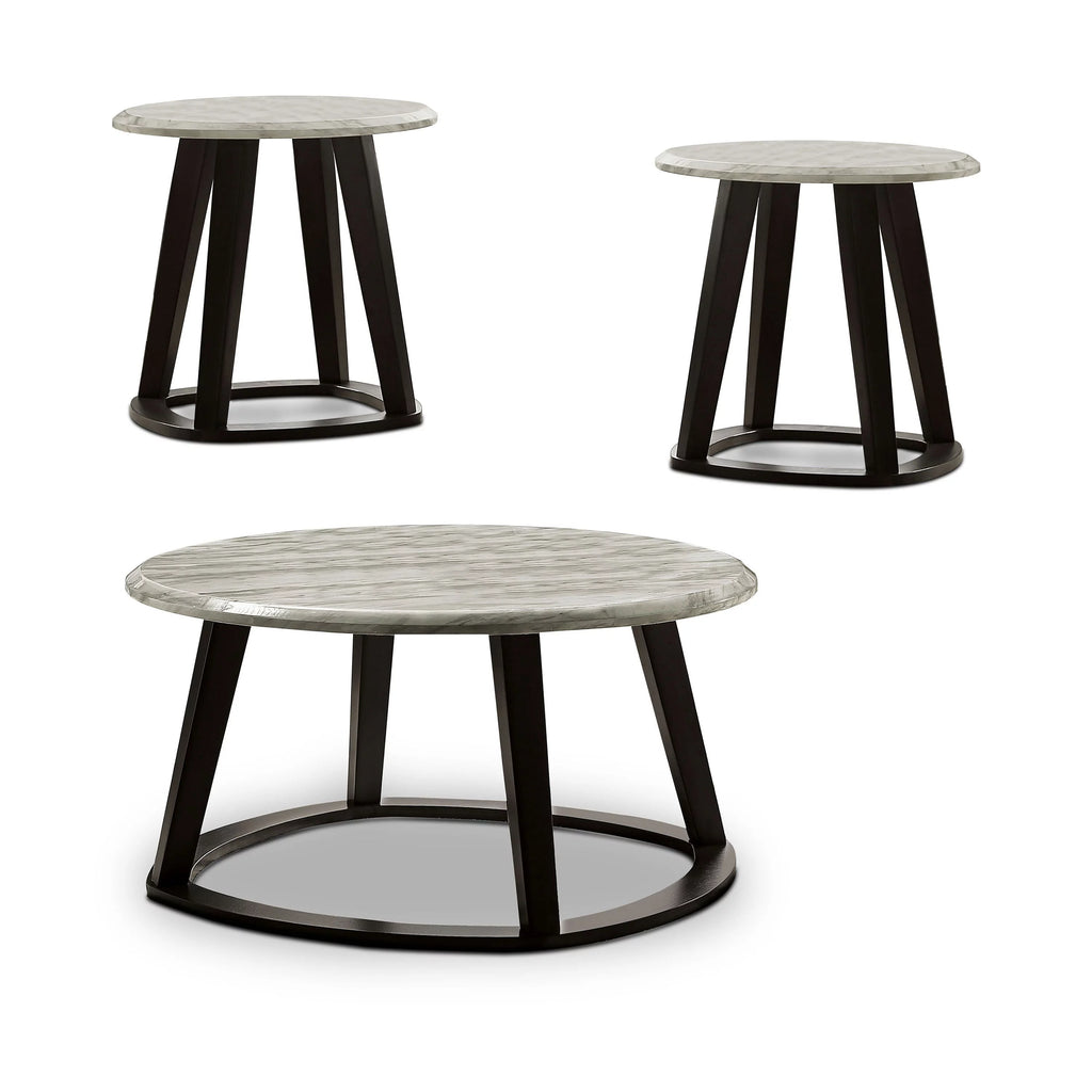 White 3-Piece Faux Marble Top Coffee Table Set S770224