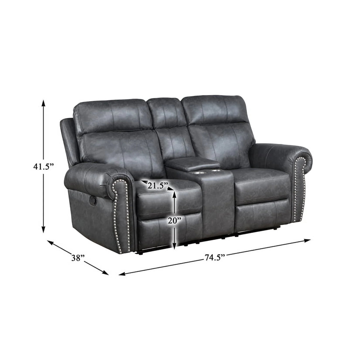 Gray Faux Leather 2-Piece Reclining Sofa Set K840