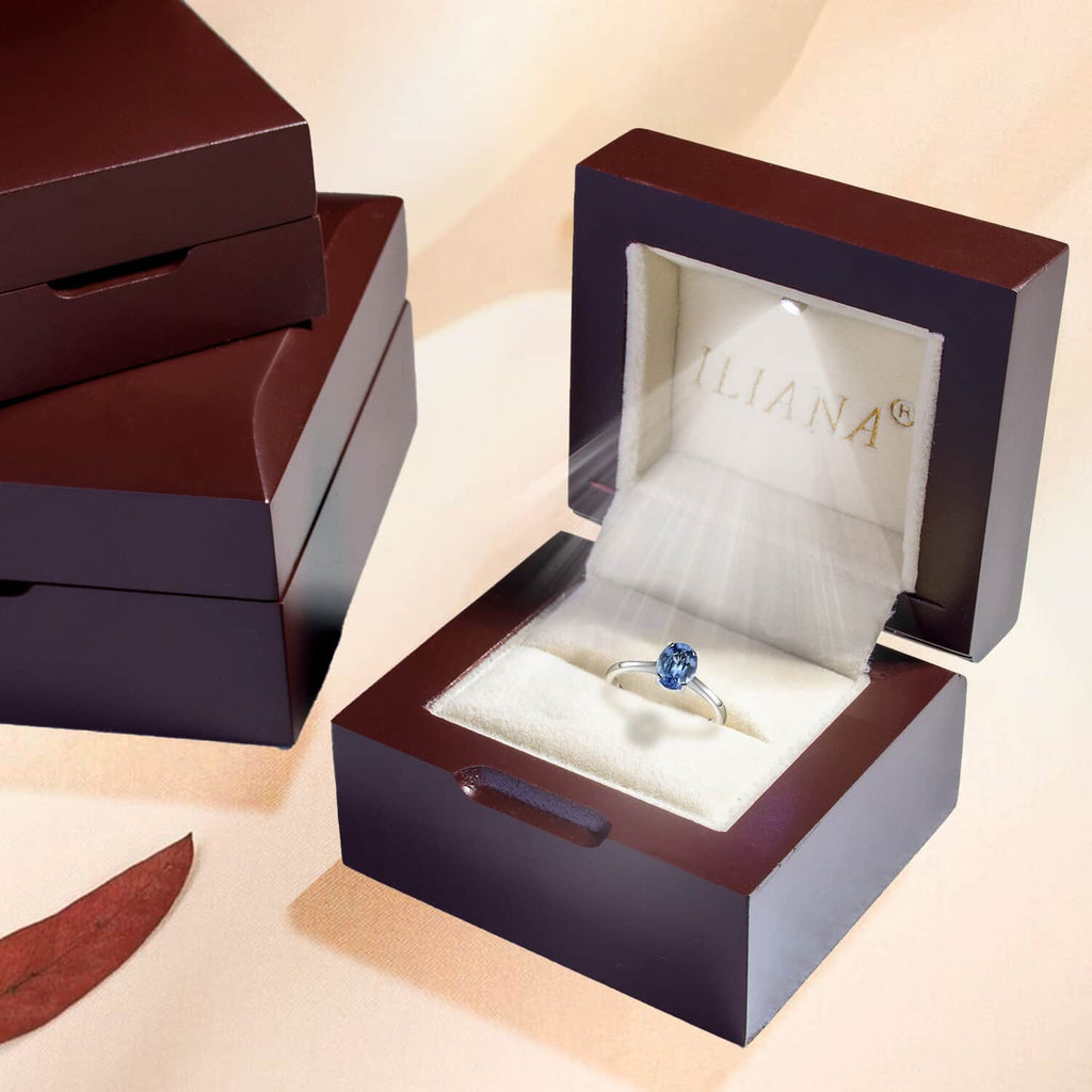 AAA Sapphire Oval 18K White Gold Solitaire Ring Size 7 Ct 1.15 V783195