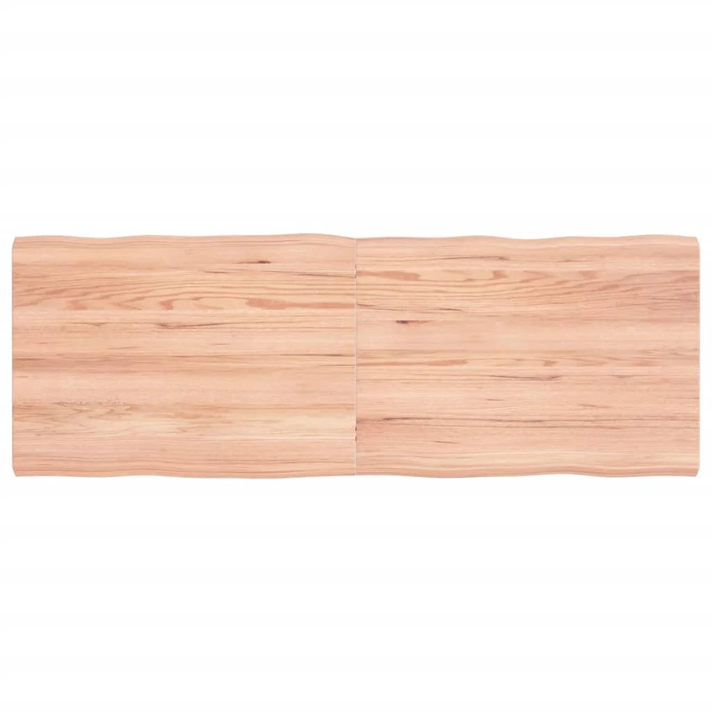 Solid Oak Wood Table Light Brown Live Edge K29534