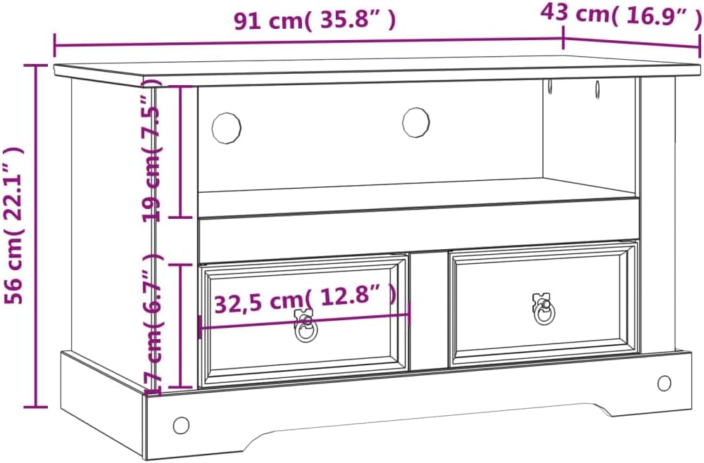 35.8"x16.9"x22" Retro TV Stand V949285
