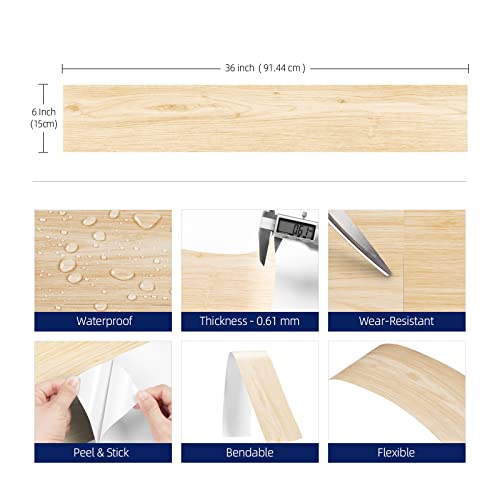 6"x36" 15 Sheets Peel and Stick Waterproof Wood Vinyl Floor Tile E432693