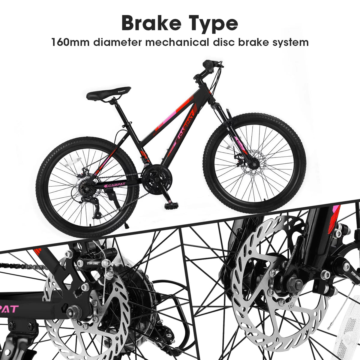 Pink 26 inch 21 Speed Dual Disc Brake Mountain Bike L476