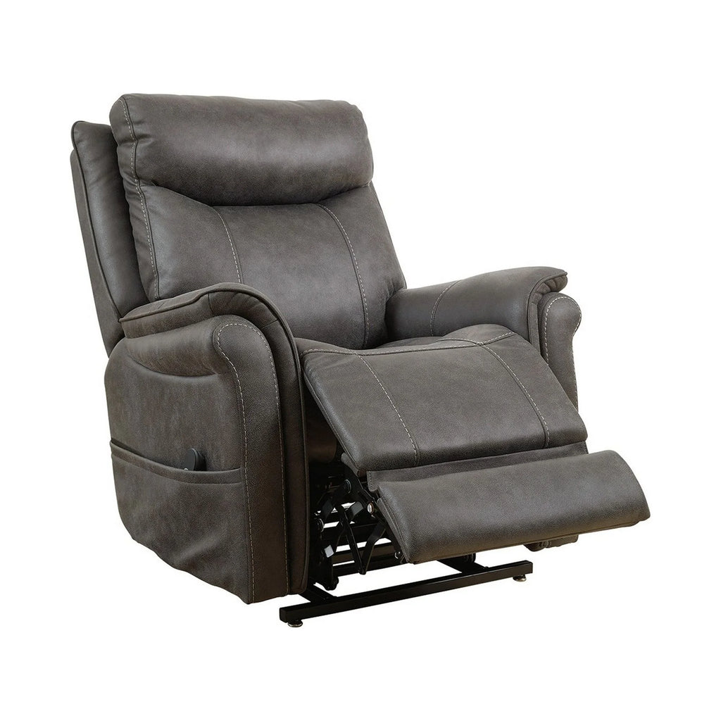 36 Inch Steel Gray Vegan Faux Leather Recliner R695728