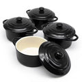 Ceramic Mini Cocotte Set, 12 Oz, Set of 4, Black B2500