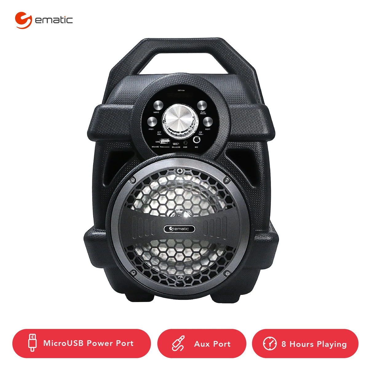 Black Portable Bluetooth Speaker with FM Transmitter V3458