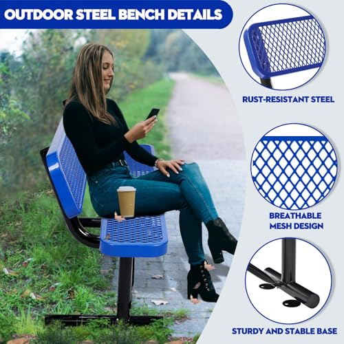8FT Heavy Duty Metal Park Bench with Backrest Q21055