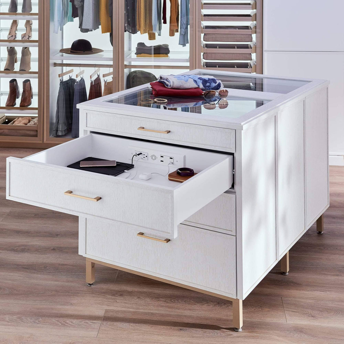 In-Drawer Outlet with 20 Amp AC Outlets USB-C and USB-A Ports White K197965